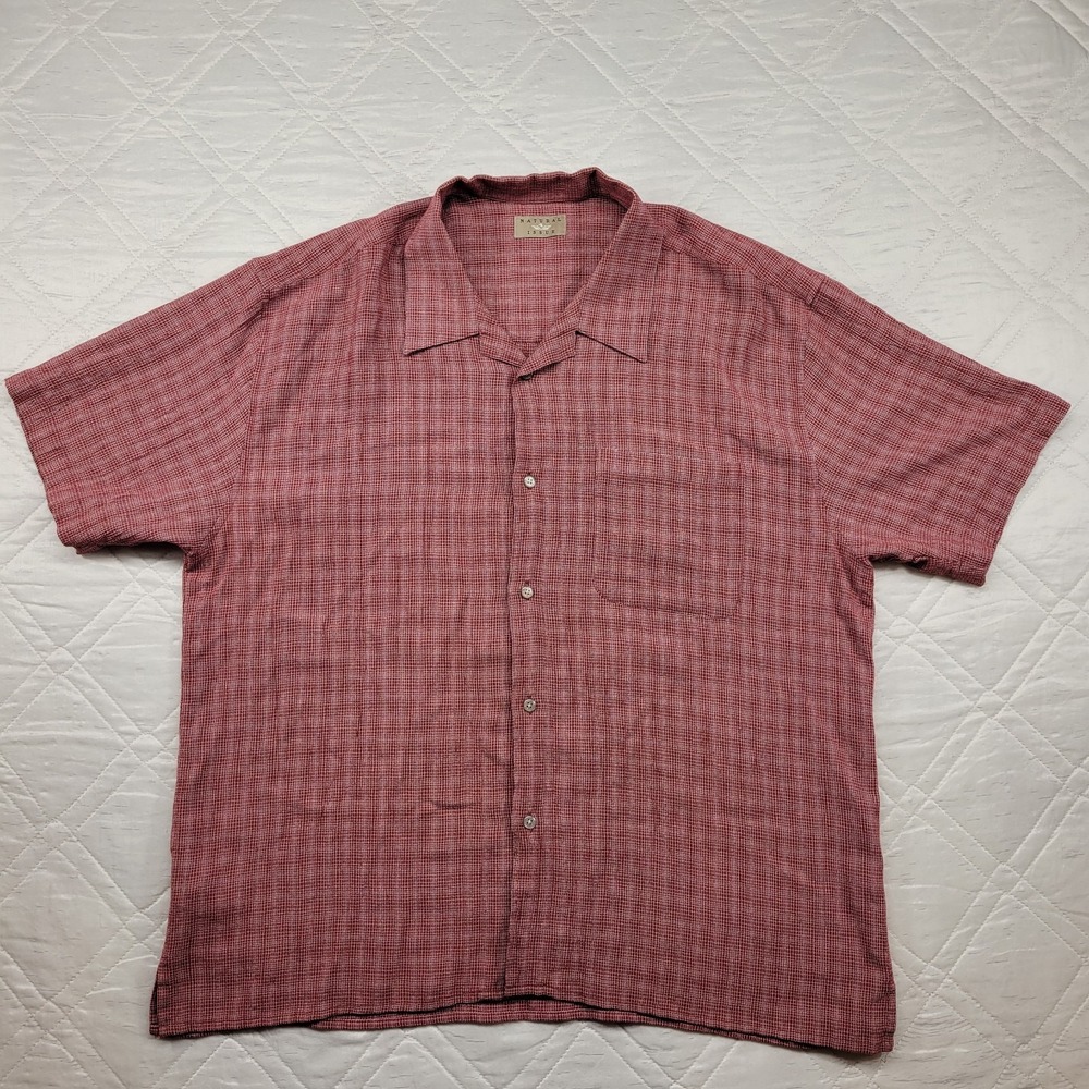 Natural Issue red check short sleeve‎ dress shirt size XL